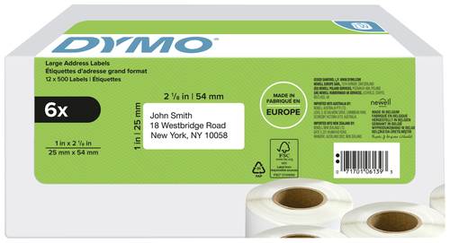 DYMO 2177564 Etiketten Rolle 25 x 54mm Weiß 3000 St. Permanent haftend Versand-Etiketten von Dymo