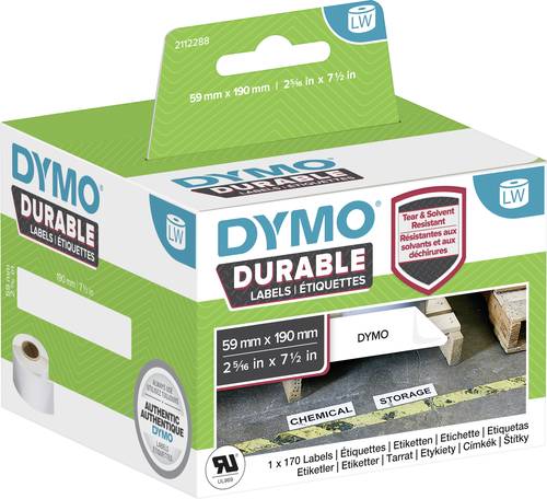 DYMO 2112288 Etiketten Rolle 190 x 59mm Polypropylen-Folie Weiß 170 St. Permanent haftend Universal von Dymo