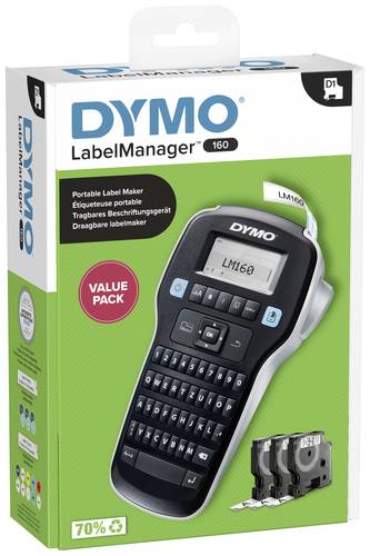 DYMO Labelmanager 160 Value Pack Beschriftungsgerät Geeignet für Schriftband: D1 12 mm, 9 mm, 6mm von Dymo