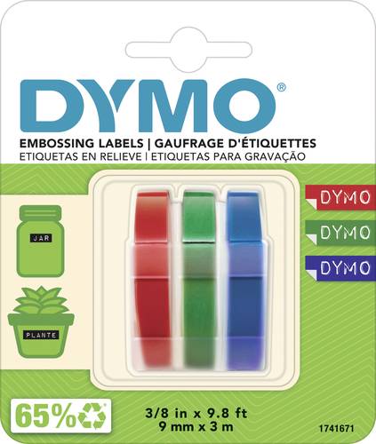 DYMO 3D Prägeband, Schriftband 3er Set Bandfarbe: Blau-Rot, Blau-Schwarz Schriftfarbe: Weiß 9mm 3m von Dymo