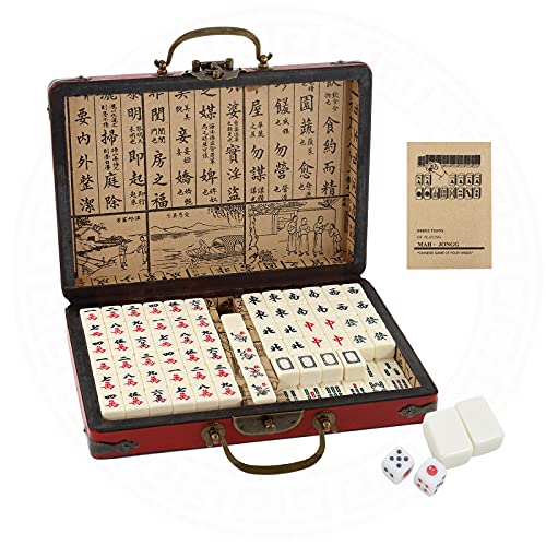 Dyna-Living Chinesisches Majong-Set, solide Struktur, leicht zu lesen, Mah Jongg Spiel, 144-teiliges Mahjong-Fliesen-Set, 2 Würfel und Ledertragetasche, Party, Familienspiel Dyna-Living Chinesisches Majong-Set, solide Struktur, leicht zu lesen, Mah Jongg Spiel, 144-teiliges Mahjong-Fliesen-Set, 2 Würfel und Ledertragetasche, Party, Familienspiel von Dyna-Living