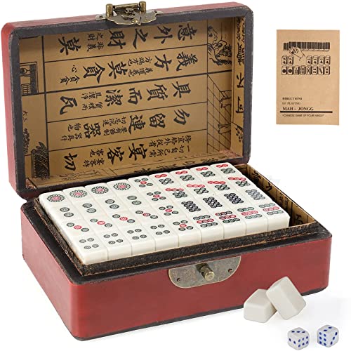 Dyna-Living Mini-chinesisches Majong-Set, solide Struktur, leicht zu lesendes Mah Jong Spiel, 144-teiliges Mahjong-Fliesen-Set, komplettes Majong-Spiel-Set für Versammlungen, Tischspiel Dyna-Living Mini-chinesisches Majong-Set, solide Struktur, leicht zu lesendes Mah Jong Spiel, 144-teiliges Mahjong-Fliesen-Set, komplettes Majong-Spiel-Set für Versammlungen, Tischspiel von Dyna-Living
