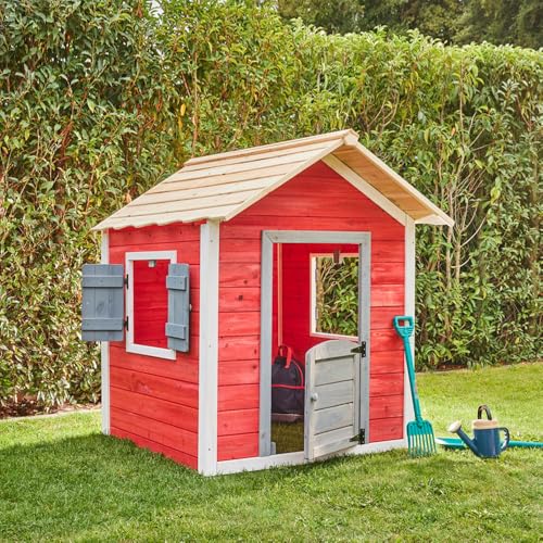 Gartenhäuschen Lotti aus Tannenholz – stabiles Spielhaus für Kinder, wetterfest & pflegeleicht, inkl. Montagematerial, verschließbare Fenster, Leuchtend rot – ideal für Garten & Terrasse Gartenhäuschen Lotti aus Tannenholz – stabiles Spielhaus für Kinder, wetterfest & pflegeleicht, inkl. Montagematerial, verschließbare Fenster, Leuchtend rot – ideal für Garten & Terrasse von Dynamic24