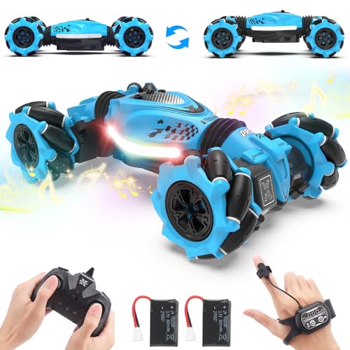 Dysaim Ferngesteuerte Auto mit Handsteuerung Ferngesteuertes Auto RC Stunt Car Drift 2,4 GHz 4WD 360 Drehung Crawler Offroad 2 Akku Musik Junge Mädchen Geburtstag Geschenk ab 6 7 8 9 10 11 12 Jahre von Dysaim