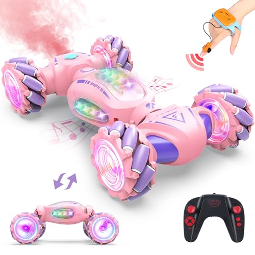 Dysaim Ferngesteuertes Auto ab 6 8 10 12 Jahre, 4WD RC Auto mit Handsteuerung, 360°Drift Stunt Car mit Licht Musik Spray,2.4Ghz Spielzeug Geburtstags Weihnachten Geschenke für Jungen Mädchen,Rosa Dysaim Ferngesteuertes Auto ab 6 8 10 12 Jahre, 4WD RC Auto mit Handsteuerung, 360°Drift Stunt Car mit Licht Musik Spray,2.4Ghz Spielzeug Geburtstags Weihnachten Geschenke für Jungen Mädchen,Rosa von Dysaim