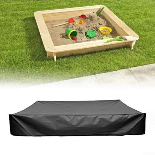 Sandkastenabdeckung, quadratisch, wasserdicht, staubdichter Schutz, schwarzes Vordach, mit Kordelzug-Vermeidung, für verschiedene Sandkastengrößen (200 x 200 x 20 cm) von DystopiaWorld