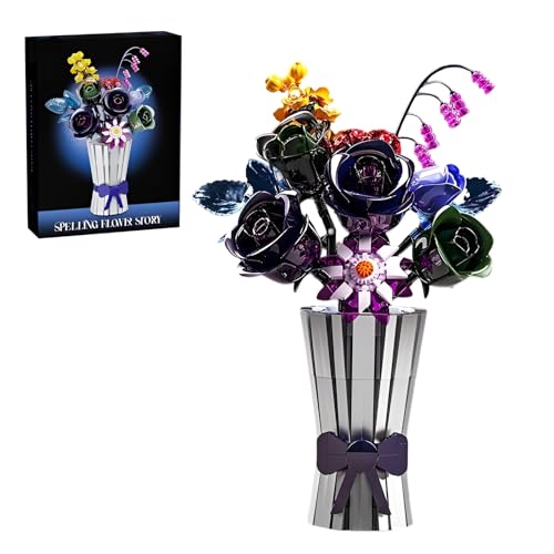 Blumen Strauß Bausteine Bausatz, Lila Schwarze Rosen Botanische Sammlung Ziegel Modell Spielzeug, Künstliche Schwarze Rosen Gothic Florale Heim Büro Dekor, Geschenke für Frauen Erwachsene(982Stück) Blumen Strauß Bausteine Bausatz, Lila Schwarze Rosen Botanische Sammlung Ziegel Modell Spielzeug, Künstliche Schwarze Rosen Gothic Florale Heim Büro Dekor, Geschenke für Frauen Erwachsene(982Stück) von DzirePada