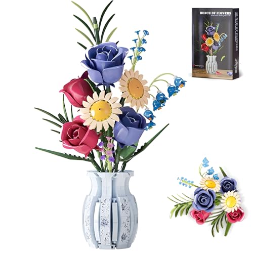 Blumen Strauß Bausteine Bausatz mit Vase, 789Stück Rosa Sonnenblume Lilie Botanik Sammlung Modell Spielzeug, Künstliche Florid Klemmbausteine Kit, Ideen Geschenke für Mädchen Frauen Erwachsene Kinder von DzirePada