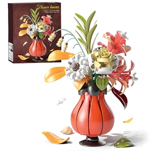 Blumen Blumenstrauß Baustein Baukasten mit Vase, 351Stück Mint Botanische Sammlung Künstliche Blumen Modell Spielzeug, Kreative Pflanzen Bauklötze Kits, Ideen Geschenke für Mädchen Kinder Erwachsen von DzirePada