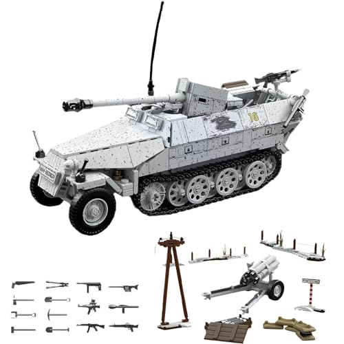 Deutscher Panzerabwehr Kettenfahrzeug Bausteine Bausatz, 1123 Teile WW2 Armee Panzer Spielzeug Ziegel Kit, STEM Kriegsfahrzeug Modelle, Tolles Militär Spielzeug Geschenk für Kinder Erwachsene Dekor von DzirePada