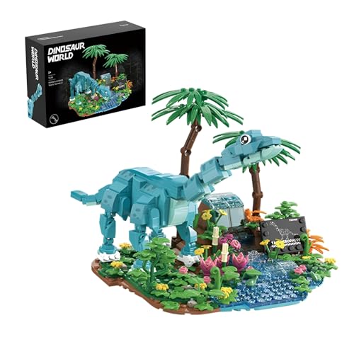 Dinosaurier Welt Bausteine Bausatz, 541 Teile Wald Fluss Brachiosaurus Modell Spielzeug, Kreative Tiere Klammerblöcke Kit, Ideen Geschenke für Kinder Erwachsene(T2019) von DzirePada