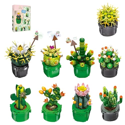 DzirePada 9 Paket Sukkulenten Pflanzen Blumen Bonsai Baukasten, 1370Stück Botanische Sammlung Ziegel Spielzeug für Erwachsene -Geschenke für Muttertag, Valentinstag, Ostern Partei Favors von DzirePada
