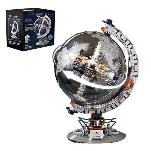 DzirePada Globus Bausteine Bausatz, Kreative Technologie Raum Lehre Geschenke Modell Spielzeug, STEM Weltkarte Sammlung Globus Bauklötze Kit, Ideen für Kinder und Erwachsene Home Decor(CK006) von DzirePada