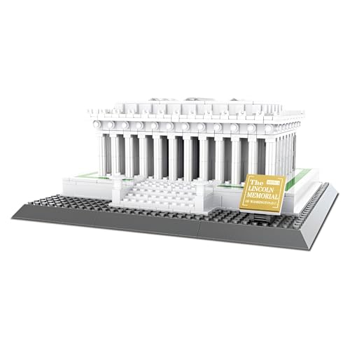 DzirePada Lincoln Denkmal Bausteine Bausatz, 979 Teile Weltberühmtes Wahrzeichen Serie Modell Spielzeug, Stadt Konstruktionsspiel Klemmbausteine Kit, Geschenkideen für Kinder Erwachsene von DzirePada
