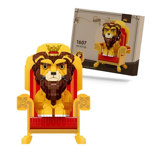 DzirePada Löwenkönig Mini Bausteine Bausätze, 1607Stück Tier Micro BAU Ziegel Kit, MEST Löwe Modell Spielzeug, Ideen Geschenke Kinder Erwachsene und Büro Home Decro von DzirePada