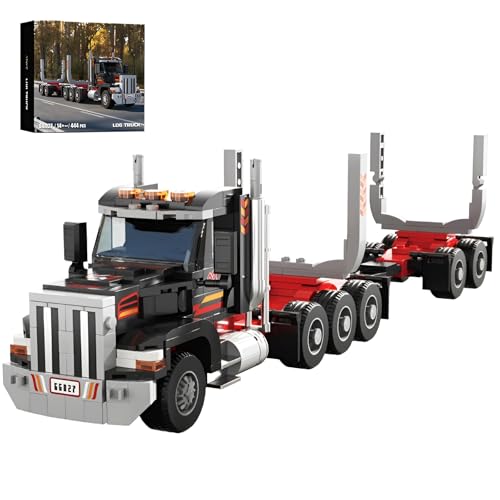 DzirePada Log LKW Bausteine Bausatz, 444Teile Technik Auto Kopf Modell Spielzeug, Sammelbare schwere LKW Auto Klemmbausteine Kit, Ideen Geschenke für Jungen Kinder Erwachsene von DzirePada