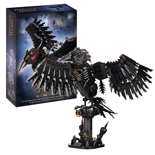 DzirePada Mechanische Krähe Bausteine Bausatz, 1018Stück Tiere Modell Spielzeug, Magische Vogel Krähe mit Anzeige Ständer Klemmbausteine, Ideen Geschenke für Kinder Erwachsene und Dekoration von DzirePada