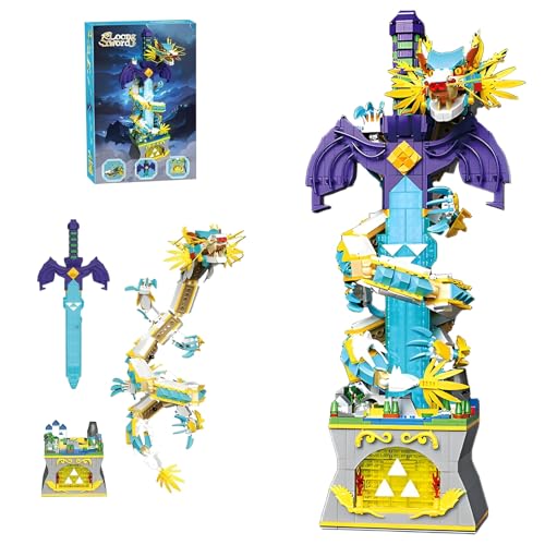 DzirePada Meister Schwert Mini Bausteine Bausatz, 1433Stück Drachenschwert für Haus Dekoration Modell Spielzeug, Kreative Waffe Tier Mikro Bausteine Kit, Ideen Geschenke für Fans Kinder Erwachsene von DzirePada