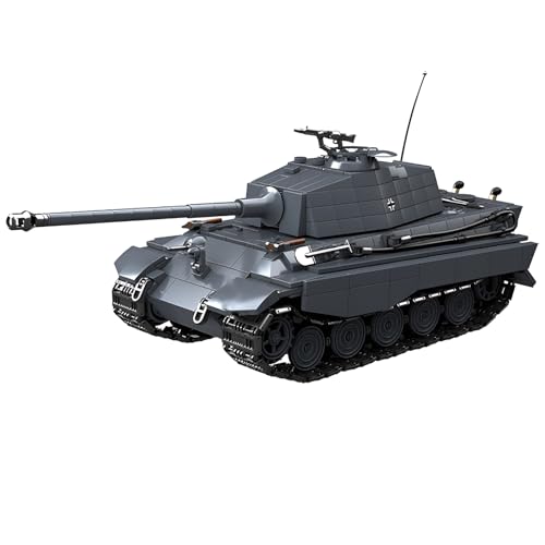 DzirePada Panzer Tiger II Bausteine Bausatz, 1563Stück WW2 Armee Modelle Panzer Spielzeug, Waffen Krieg Fahrzeuge Klemmbausteine Kit, Ideen Militärische Geschenke für Jungen Kinder Erwachsene von DzirePada
