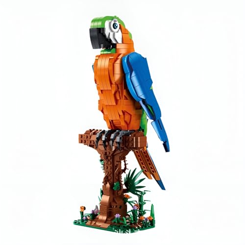 DzirePada Papagei Bausteine Bausatz mit Sockel, 1138Stück Kreative Vögel Modell Spielzeug, STEM Tier Klemmbausteine Kit, Ideen Geschenke für Kinder Erwachsene von DzirePada