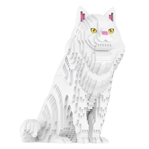 DzirePada Persische Katze Micro Bausteine Bausatz, 3112 Stück Tier Modell Spielzeug, Haustier Kätzchen Mini Klemmbausteine für Haus Büro Deko, Ideen Geschenke für Kinder Erwachsene von DzirePada