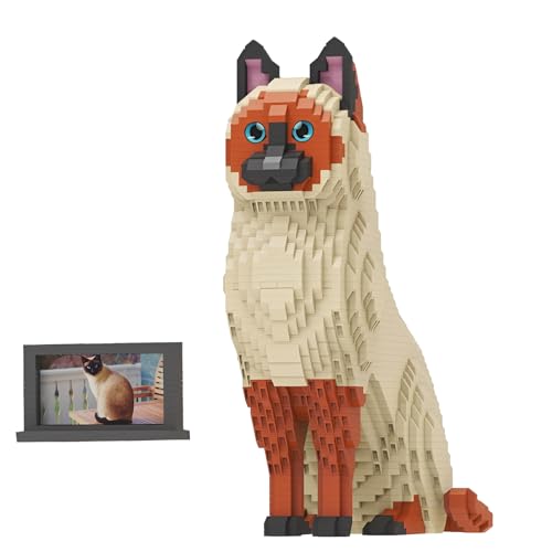 DzirePada Siamkatze Micro Bausteine Bausatz, 2913Stück Tier Modell Spielzeug, Haustier Kätzchen Mini Klemmbausteine für Haus Büro Deko, Ideen Geschenke für Kinder Erwachsene von DzirePada