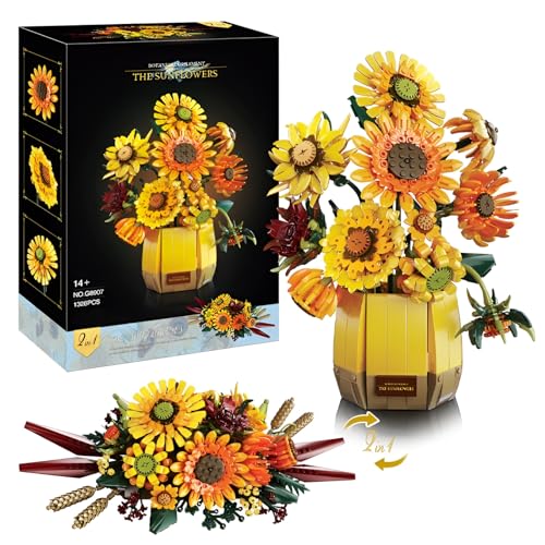 DzirePada Sonnenblumen Strauß Bausteine Bausatz mit Vase, Künstliche Blumen Dekoration Modell Spielzeug, 1328Stück floralen Bonsai Klemmbausteine, Große Jahrestag Frauen Mädchen Erwachsene Geschenke DzirePada Sonnenblumen Strauß Bausteine Bausatz mit Vase, Künstliche Blumen Dekoration Modell Spielzeug, 1328Stück floralen Bonsai Klemmbausteine, Große Jahrestag Frauen Mädchen Erwachsene Geschenke von DzirePada