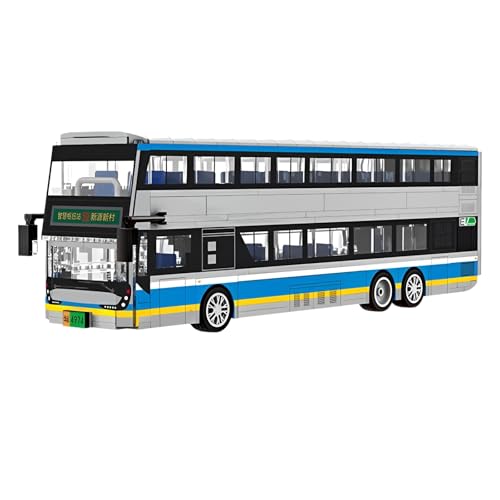 DzirePada Stadt Reise Bus Bausteine Bausatz, 491Stück Kreative Doppel Decker Fahrzeug Modell Spielzeug, STEM Bus Bahnhof Klemmbausteine, Ideen Geschenke für Kinder Erwachsene und Büro Haus Dekor von DzirePada