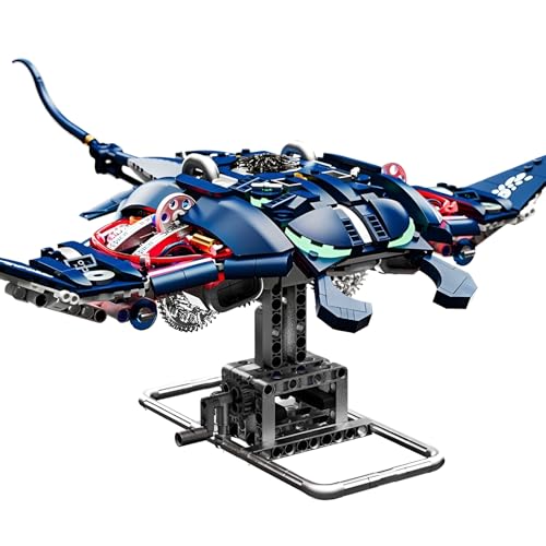 DzirePada Teufelsfisch Bausteine Bausatz, 966 Stück Kreative Meerestiere Modell Spielzeug, STEM Marine Organismen Fisch Klemmbausteine Kit, Ideen Geschenke für Kinder Erwachsene und Büro Home Decor von DzirePada