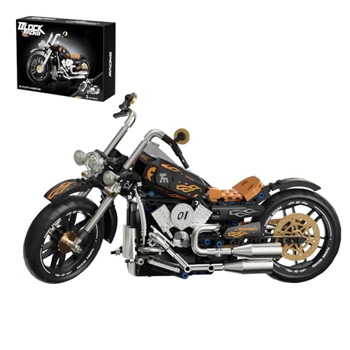 DzirePada Vintage Motorrad Bausteine Bausatz, 445Stück Technische Motorrad Modell Spielzeug, Racing Superbike Construction Klemmbausteine Kit, Ideen Geschenk für Fan Jungen Kind Erwachsene von DzirePada