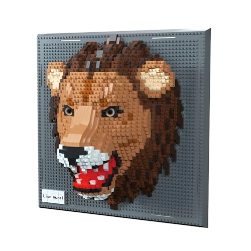 DzirePada Wand Kunst Löwe Bausteine Bausatz, 1700+ Stück Tier Modelle Spielzeug Wand Dekoration Kit für Erwachsene, Ideen Geschenke für Kunst Liebhaber von DzirePada
