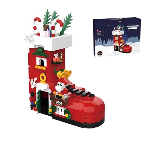 DzirePada Weihnachten Nikolaus Socke Bausteine Bausatz, 779Stück Architektur Ziegel Bausatz, BAU Bär Modell Weihnachten Spielzeug für Kinder und Erwachsene Dekoration von DzirePada