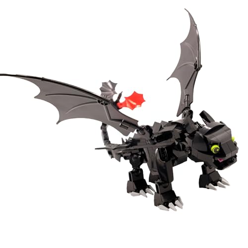 DzirePada Zahnloser Drachen Baustein Bausatz, 237Stück MOC Schwarzer Drache Klemmbausteine, Modell Spielzeug für Tier Enthusiasten, Geschenkidee für Jugendliche Jungen Kinder Erwachsene von DzirePada