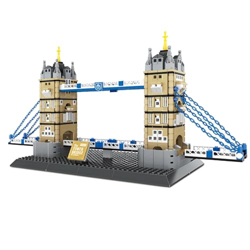 DzirePada Zwillingstürme Brücke Bausteine Bausatz, 969 Teile Weltberühmtes Wahrzeichen Serie Modell Spielzeug, Stadt Konstruktionsspiel Klemmbausteine Kit, Geschenkideen für Kinder Erwachsene von DzirePada