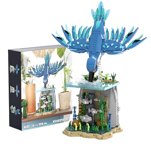 Eisfischer Tauch Meeres Tier Bausteine Satz, 1310 Teile Kreative Vogel Modell Spielzeug mit Anzeige Stand, Meeres Leben Vogel Szene Bauklötze Kit, Ideen Geschenke für Tierliebhaber Kinder Erwachsene von DzirePada
