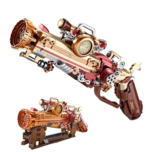 Flammende Rose Pistole Modell Bausteine Bausatz, 899Stück Kreative Steampunk Waffen Klammerblöcke Kit, STEM Nautische Mittelalter Kanonen Decor Ornament Spielzeug, Ideen Geschenke für Kinder Erwachsen von DzirePada