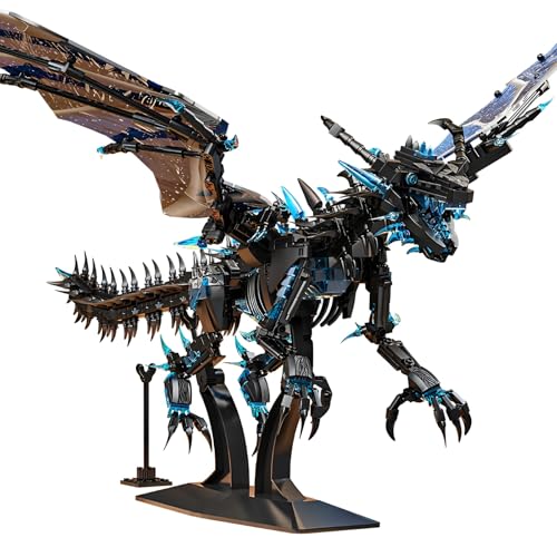 Frost Riesiger Drachen Bausteine Bausatz, 1607Stück Magisches Tierisches Modells pielzeug, Coole Tiere Modell Drachen Klemmbausteine, Sammlungsideen Geschenke für Spiele Fan Kinder Erwachsene(68258) von DzirePada