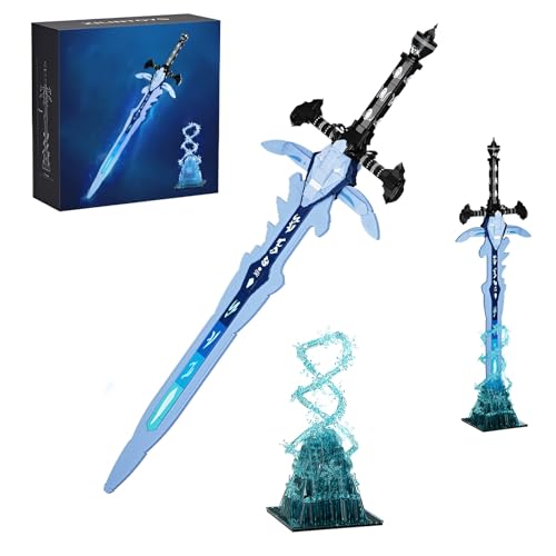 Frostfeuer Schwert Bausteine Bausatz, 862Stück MOC Warcraft Spiel Schwert mit Frozen Stand Modell Spielzeug, Kreative Waffe Sammlung Reihe Bauklötze Kit, Ideen Geschenke Fan Jungen Kinder Erwachsene von DzirePada
