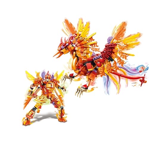 Goldener Phönix Bausteine Bausatz, 598Teile Kreative 2IN1 Auspicious Tier Mech Krieger Modell Spielzeug, Magisches Glück Vogel Klemmbausteine, Home Office Decor Geschenke für Jungen Kinder Erwachsene Goldener Phönix Bausteine Bausatz, 598Teile Kreative 2IN1 Auspicious Tier Mech Krieger Modell Spielzeug, Magisches Glück Vogel Klemmbausteine, Home Office Decor Geschenke für Jungen Kinder Erwachsene von DzirePada
