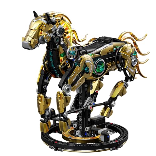 Halb Mechanische Pferde Bausteine Bausatz, 1055Stück Kreative Tiere Modell Spielzeug, STEM Pferd Anzeige Modell Geschenk Spielzeug für Jungen Mädchen Kinder Erwachsene und Büro Haus Dekorationen von DzirePada
