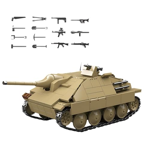 Jagdpanzer 38(t) Hetzer Panzerjäger- Bausteine Satz, 702 Teile WW2 Militärpanzer Modell Spielzeug, Zweite Weltkrieg Fahrzeug Bausteine Satz für Jungen, Geschenkideen für Kinder Erwachsene und Dekor von DzirePada