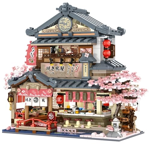 Japanischer Stil Straße Ansicht Haus Bausteine Bausatz, 1326Teile Japanische Restaurant Modell Spielzeug, STEM Architektur Straßenbild Klammerblöcke Kit, Haus Büro Dekor Geschenke für Erwachsen Kinder von DzirePada