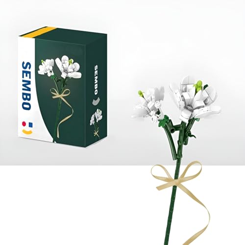 Jasmin Blumen Bausteine Bausatz, Einzelne Künstliche Blumen Modell Spielzeug, Botanical Collection Florid Ziegel Kit, Ideen Geschenke für Erwachsene Jugendliche Frauen Alter, Valentins(601254) von DzirePada