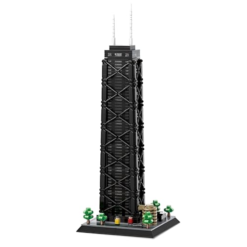John Hancock Center Bausteine Bausatz, 1284Stück Landmark Architektur Serie Klemmbausteine, Stadt Straßenansicht Konstruktionen Modell Spielzeug, Idee Geschenke für Büro Haus Sammlung Kinder Erwachsen von DzirePada