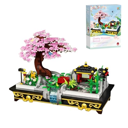 Kirschblüte Architektur Bonsai Mini Bausteine Bausatz, 1008Stück Sakura Konstruktion Modell Spielzeug, STEM Botanische Sammlung Micro Klammerblöcke Kit, Ideen Geschenke für Kinder Erwachsene von DzirePada
