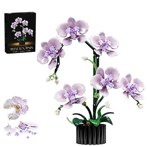 Lila Orchidee Blume Bausteine Bausatz, 619Stück Botanische Sammlung Modell für Haus Dekoration, Künstliche Blumensträuße Ziegel Set, Große Geschenke für Geburtstag und Jahrestag für Sie und Ihn(13115) von DzirePada