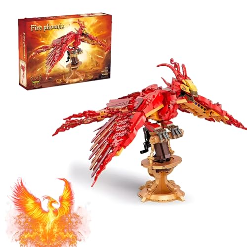 Harry Magische Welt Feuer Phoenix Bausteine Set, Phoenix Klemmbausteine Set, 938 Teile Kreative Vogel Tier Architektur Modell, Geschenkspielzeug für Jungen und Mädchen, Kompatibel mit Großen Marken von DzirePada