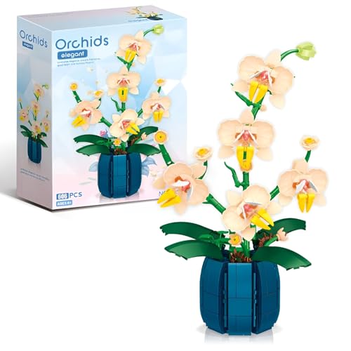 Orchidee Blume Bausteine Bausatz, 606 Stück künstliches Blumen Modell Spielzeug, Pflanzensammlung Blumen Klemmbausteine, Geschenkideen für Kinder und Erwachsene und als Dekoration für das Büro Orchidee Blume Bausteine Bausatz, 606 Stück künstliches Blumen Modell Spielzeug, Pflanzensammlung Blumen Klemmbausteine, Geschenkideen für Kinder und Erwachsene und als Dekoration für das Büro von DzirePada