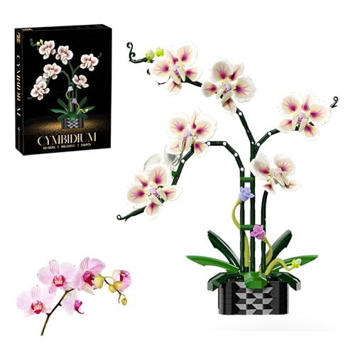 Orchidee Blume Bausteine Bausatz, 736Stück Botanische Sammlung Modell für Haus Dekoration, Künstliche Floral Klemmbausteine Kit, Große Geschenke für Geburtstag und Jahrestag für Sie und Ihn(13113) von DzirePada