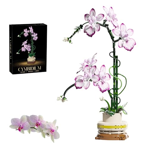 Orchidee Blume Bausteine Satz, 696Stück Künstliche Blume Pflanze Spielzeug Ziegel Kit, Botanische Sammlung Modell für Haus Dekor, Große Geschenke für Geburtstag und Jahrestag für Sie und Ihn (13114) von DzirePada